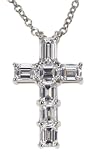 Platinum Emerald Cut Diamond Cross Pendant (2.21 cttw, E-F Color, VS1 Clarity), 16