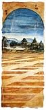 DUORUM ALTEAE DUORUM ALTEAE COL V 41"X16" ARCHITECTURAL RUST BLUE ART PRINT ES0254