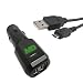 Malcom Distributors Black Dual USB Port Socket Cigarette Lighter DC Car Charger Adapter with USB to micro USB Charging Cable for Jawbone Icon Bluetooth Headset