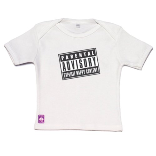 Childrens Toyshop   : DribbleFactory Parental Advisory White T-Shirt (24 Months)