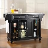 Crosley Furniture Cambridge Stainless Steel Top Kitchen Island in Black Fin ....