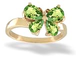 14K Yellow Gold Genuine Pear Peridot Butterfly Ring