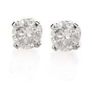 14k White Gold, Round, Diamond Stud Earrings (1/3 cttw, K-L Color, I3 Clarity)