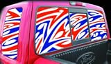 Exterior Mounted Solid Vinyl Visorscapes - Tribal Art-Red, White 'N Blue 66 x 12
