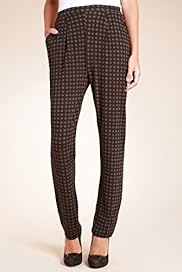 Pleat Front Tapered Foulard Print Slim Leg Trousers