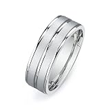 14k White Gold Custom Made 75 Mm Comfort Fit Flat Wedding Band W Brushed Satin Stripe Design Size Z1