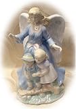 Musical Porcelain Guardian Angel with Children
