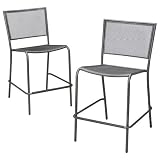 Outdoor Patio Gabbana Mesh Metal Stacking Bar Height Bistro Chair Dark Metal - Set of 2