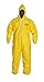 DuPont QC127 Tychem QC Coverall, Attached Hood, Elastic Wrists and Ankles, Large