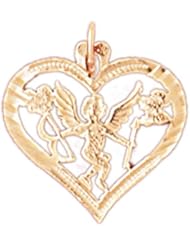 Dazzlers Solid 14k Gold Heart Cupid Charm Pendant Available in three colors from jewelsberry (weights: 0.7 grams only)