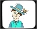 Decorated Mouse Pad with frown, insect, blue, hat, butterfly