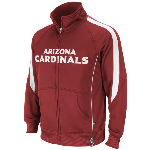 NFL Men's Arizona Cardinals Tailgate Time Track Adult Long Sleeve Full Zip Track Jacket (Bright Garnet/White, X-Large)