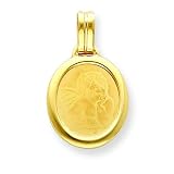14k Oval Shape Cherub Pendant