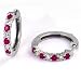 1 Carat Prong Set Diamond & Ruby Hoop Earrings in 14k White Gold (with Safety Lock)
