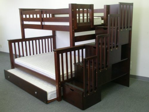 Canwood Ridgeline Bunk Bed With Built In Stairs Drawers Twin Over Full Espresso Qmj32 014 Furniture