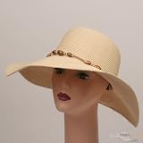 Straw Braid Beaded Trim Hat-Beige