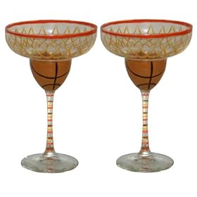ArtisanStreet's Basketball Margarita Glasses. Set of 2 Hand Painted Margarita Cocktail... by ArtisanStreet