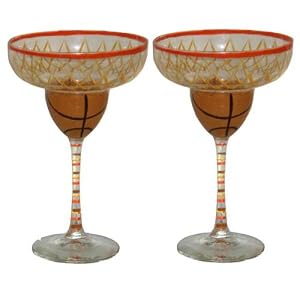 ArtisanStreet's Basketball Margarita Glasses. Set of 2 Hand Painted Margarita Cocktail... by ArtisanStreet