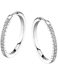 14k White Gold 0.15 Ctw Petite Diamond Hoop Earrings