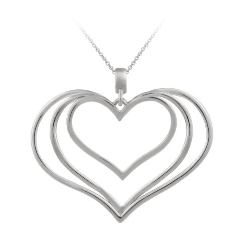4122Ti5iGtL Sterling Silver Tarnish Free Large 3 Graduated Heart Pendant, 18