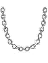 Sterling Silver Chain Rhodium Plated Necklace with Diamond Cuts (39.0g)
