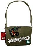Produkt-Bild: V6 Schultertasche. Trendige coole Canvas Umh&auml;ngetasche mit Motivdrucken und Patches im Military Look. Ma&szlig;e: 40cm breit - 30cm hoch, V6 Designerkollektion