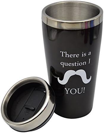 Wimem® Customized Stainless Steel Water Bottles Mustache Cup (There Is a Question I M You) , Black ,16-ounce
