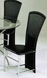 Set of 4 Dining Chairs in Black Leatherette and Chrome Finish
