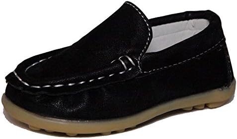Kids Conda Boys Black Suede Loafers Water Resistent Slip On Split Leather Boys Oxfords - Deck Shoes / Sneakers Size 7 M US Toddler