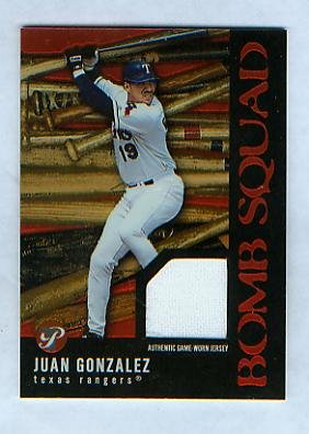 Juan Gonzalez 2003 Topps Pristine Baseball Bomb Squad Game Worn Jersey Card #PBS-JAG Texas Rangers at Amazon.com