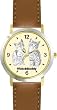 Tabby Kittens (SC) CAT - WATCHBUDDY&reg; DESIGNER DELUXE TWO-TONE THEME WATCH - Arabic Numbers-SAND & SOIL STYLE - Pale Yellow Dial with Brown Leather Strap-Size-Large ( Men's Size or Jumbo Women's Size )