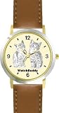 Tabby Kittens (SC) CAT - WATCHBUDDY��� DESIGNER DELUXE TWO-TONE THEME WATCH - Arabic Numbers-SAND & SOIL STYLE - Pale Yellow Dial with Brown Leather Strap-Size-Large ( Men's Size or Jumbo Women's Size )