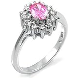 Engagement Ring in Sterling Silver w/ Pink CZ - size 5