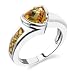 Jewelry : Sterling Silver 1.75 cts Trillion & Round Cut Citrine Ring Size 7