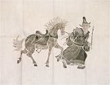 Man and Horse, Chinese Stone Rubbing on Rice Paper - Vintage