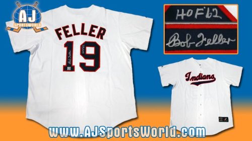 BOB FELLER Cleveland Indians Signed Hockey JERSEY