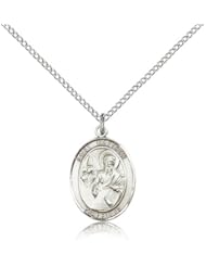 .925 Sterling Silver Saint St. Matthew the Apostle Medal Pendant 3/4 x 1/2 Inches Accountants/Bankers-8074- Comes with a .925 Sterling Silver Lite Curb Chain Neckace And a Black velvet Box