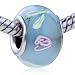 Pink And Green Flower Murano Glass European Charm Bead - Pandora & Bracelet Fit
