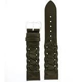Genuine Braided Leather Black Watch Band 18mm