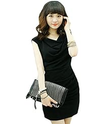 Ruched Cocktail Above the Knee Cowl Neck Sleeveless Bodycon Dress/Club Dress/Party Dress/Mini Dress 