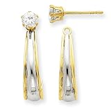 14k & Rhodium J-Hoop with CZ Stud Earrings Jackets