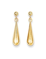 MadiK® 14k Yellow Gold Polished 3D Tear Drop Dangle Post Earrings