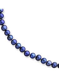 14K Gold 4.5-5mm Black Freshwater Onion Cultured Pearl Necklace 24 Inches
