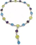Gemstone and Diamond Necklace with Removable Pendant