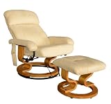 Aosom Faux Suede Heated / Vibrating Massage Chair w/ Ottoman - Cream White