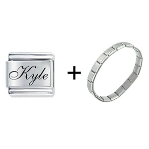 Edwardian Script Font Name Kyle Italian Charm Bracelet