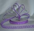 Organza Polka Dot Ribbon -3/8"- Purple/White Dots - 25 Yards (75 Ft)