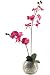 Orchids In Round Mosaic Mirrored Planter