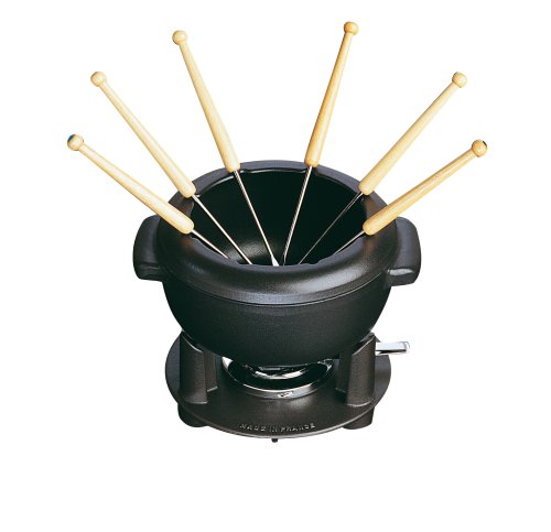 Staub 44 Fondue Set with Six Forks and 1 Burner, Black Matte