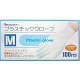 リーダー　使い捨て手袋　プラスチックグローブ　パウダーフリー　Mサイズ　100枚入り